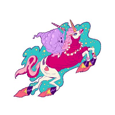 Stickers Owala 10 Cotton Candy Riding A Unicorn | MX D6409F